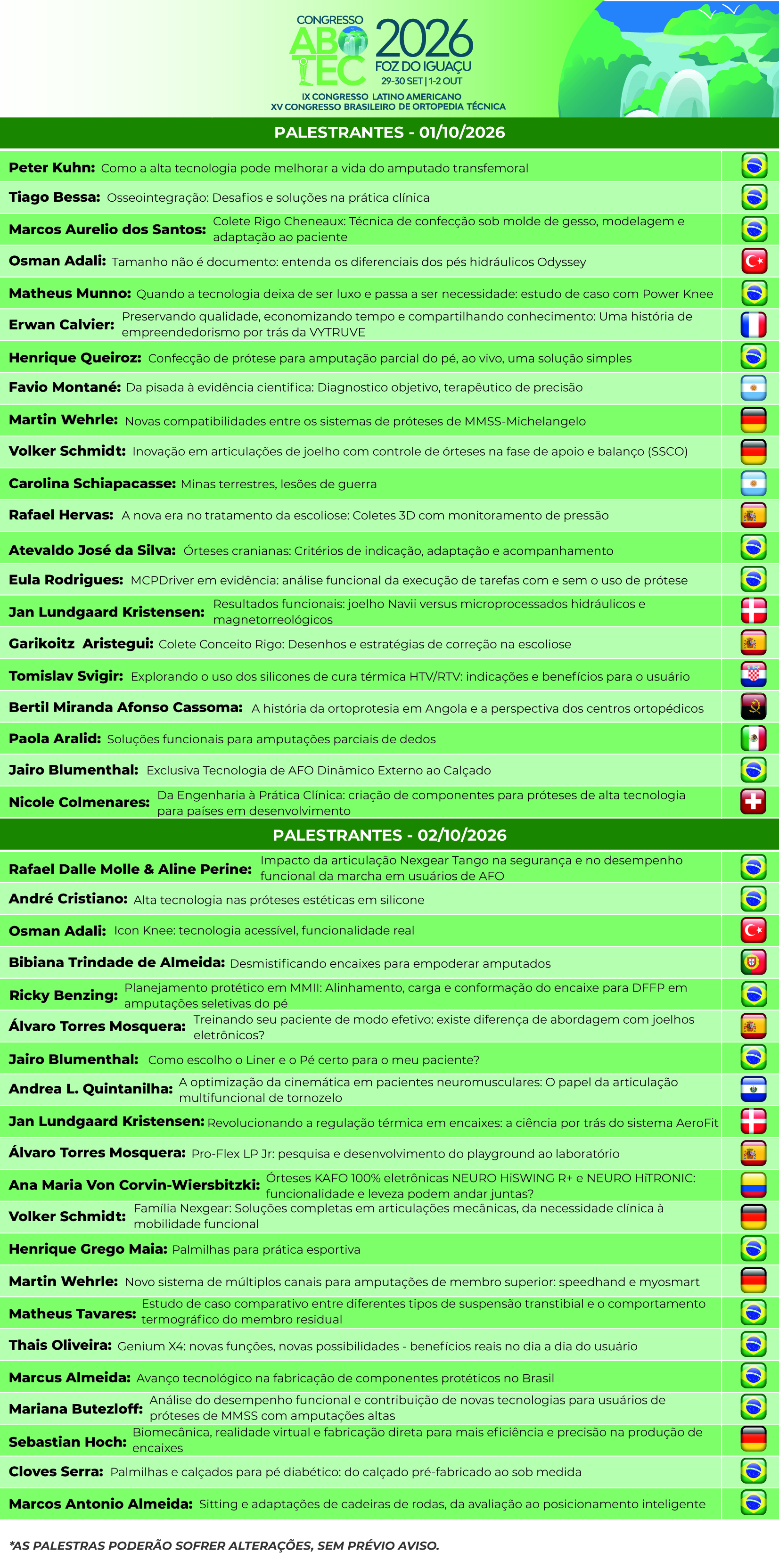 PALESTRAS - CONGRESSO ABOTEC 2026!